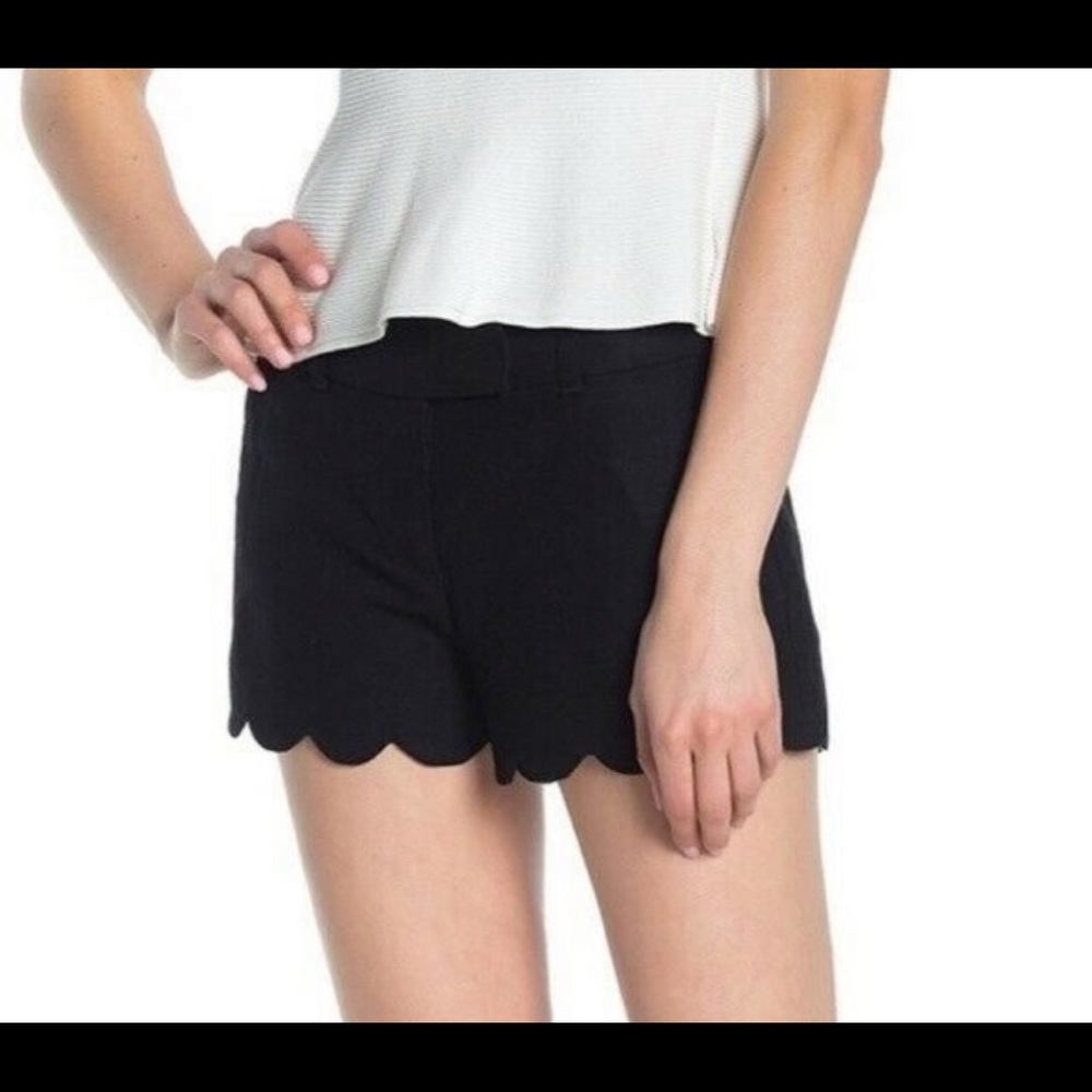 J. Crew Scalloped Hem Cotton Blend Shorts- Black- Size 4